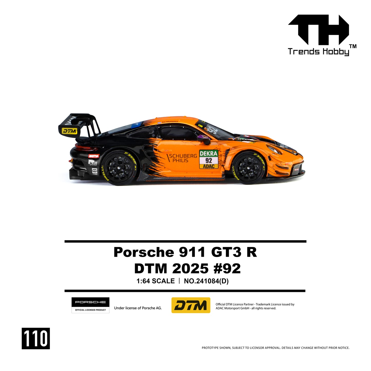 (Pre-Order) Trends Hobby 1:64 Porsche 911 GT3 R - DTM 2025 #92