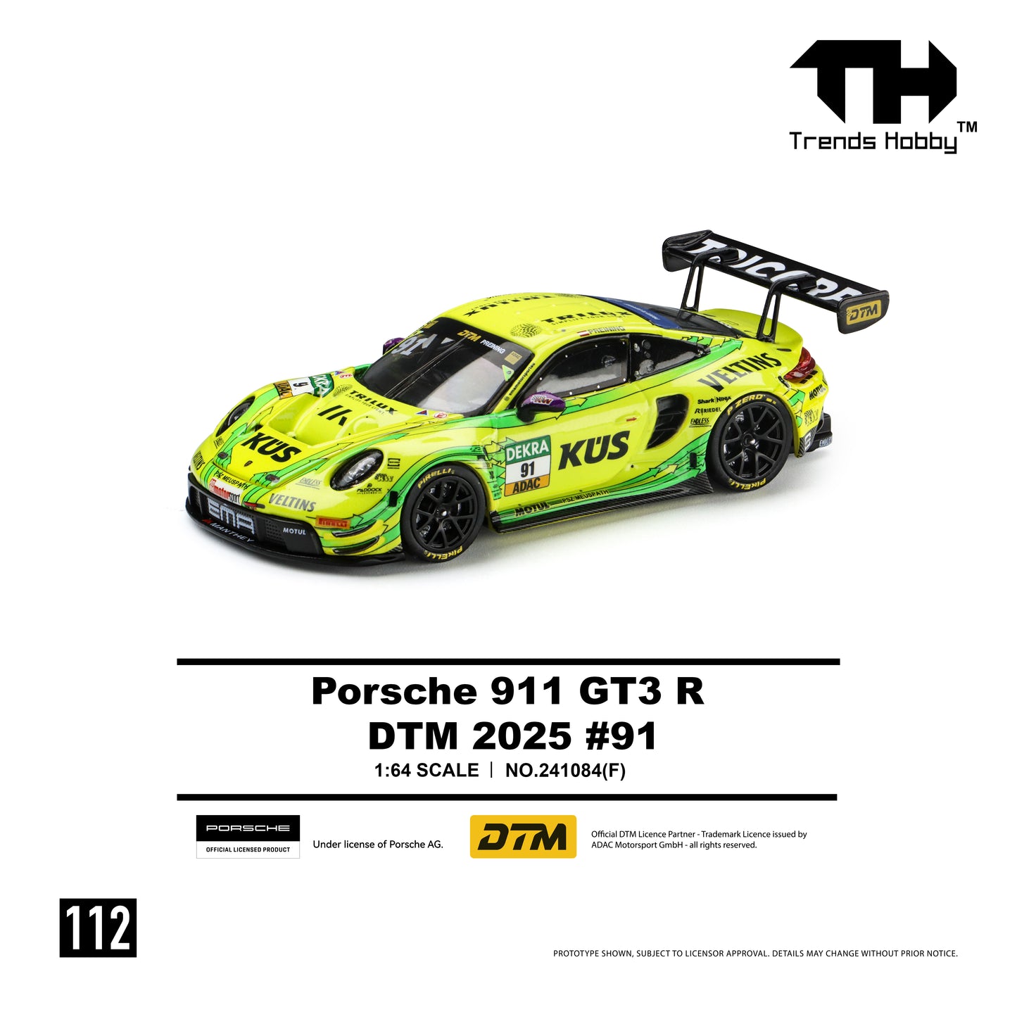 (Pre-Order) Trends Hobby 1:64 Porsche GT3 R - DTM 2025 #91