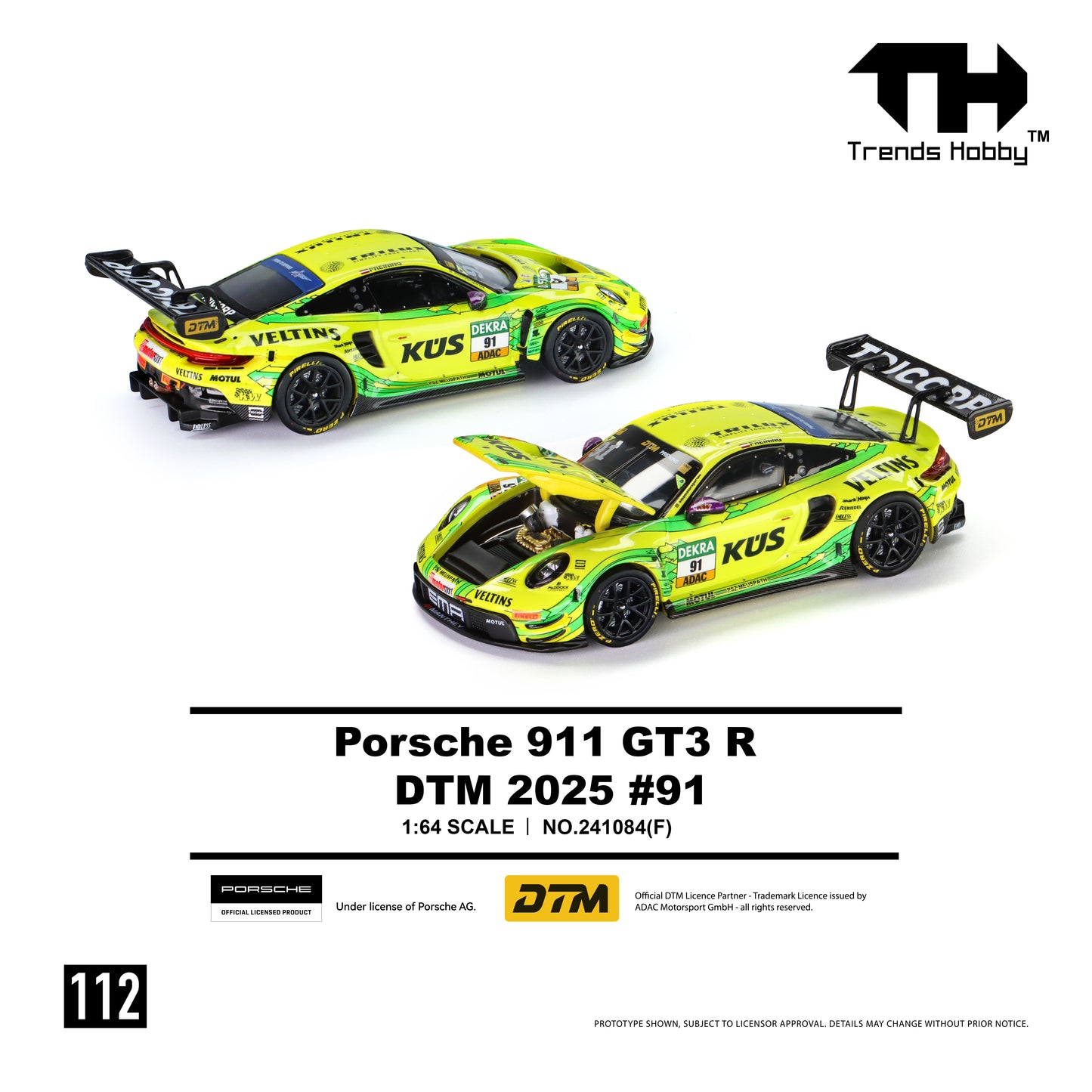 (Pre-Order) Trends Hobby 1:64 Porsche GT3 R - DTM 2025 #91