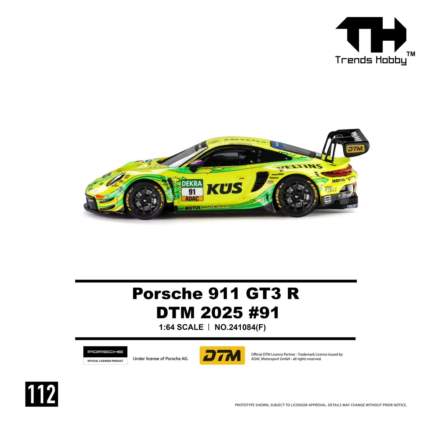 (Pre-Order) Trends Hobby 1:64 Porsche GT3 R - DTM 2025 #91