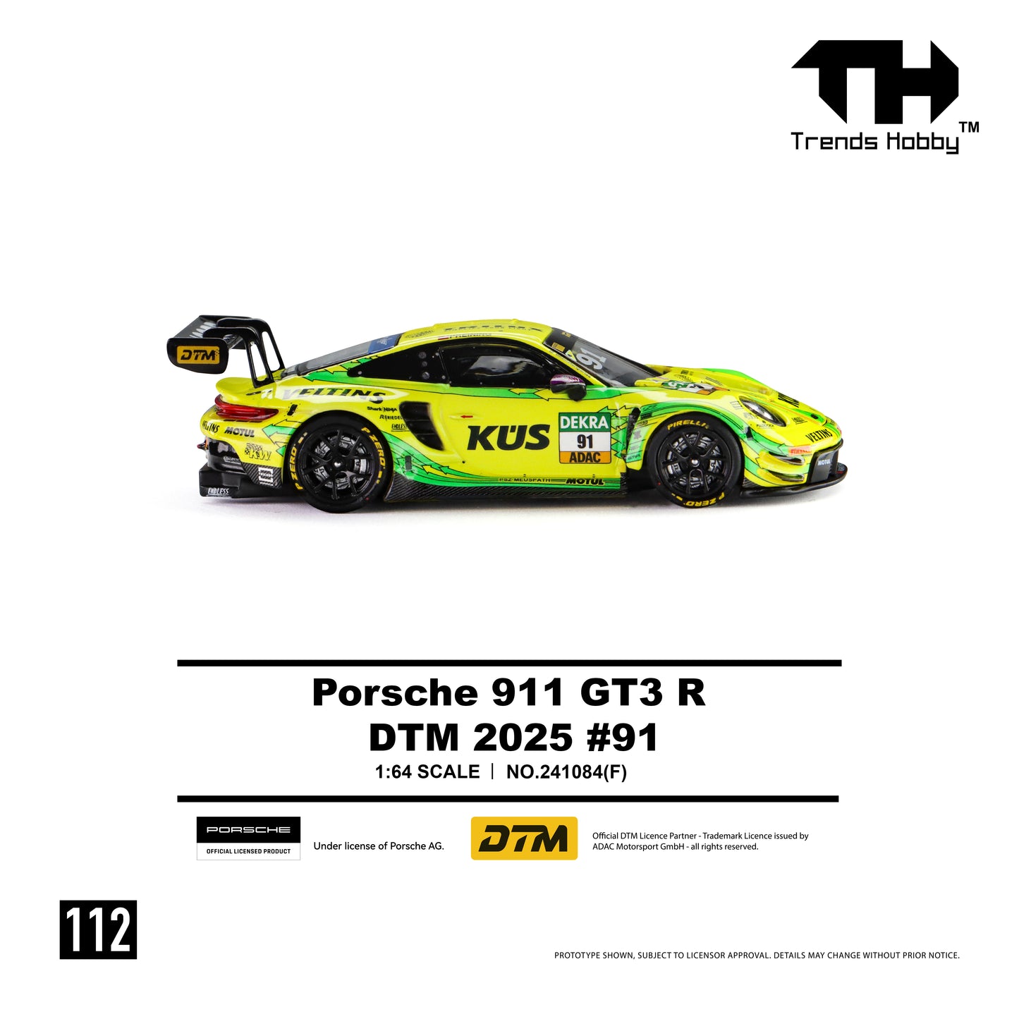 (Pre-Order) Trends Hobby 1:64 Porsche GT3 R - DTM 2025 #91
