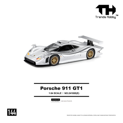 (Pre-Order) Trends Hobby 1:64 Porsche 911 GT1 (Metallic Silver)