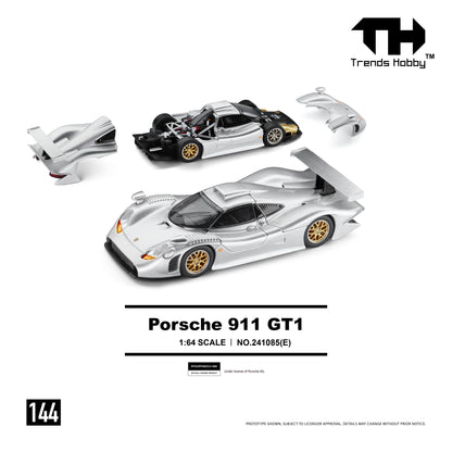 (Pre-Order) Trends Hobby 1:64 Porsche 911 GT1 (Metallic Silver)