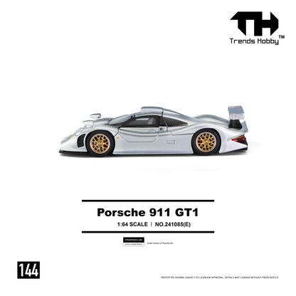 (Pre-Order) Trends Hobby 1:64 Porsche 911 GT1 (Metallic Silver)
