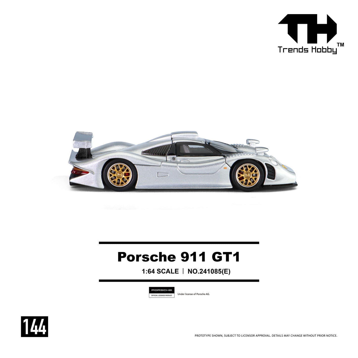 (Pre-Order) Trends Hobby 1:64 Porsche 911 GT1 (Metallic Silver)