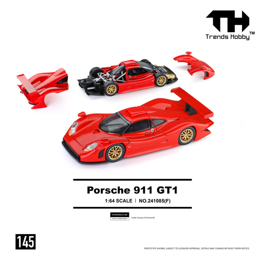 (Pre-Order) Trends Hobby 1:64 Porsche 911 GT1 (Red)