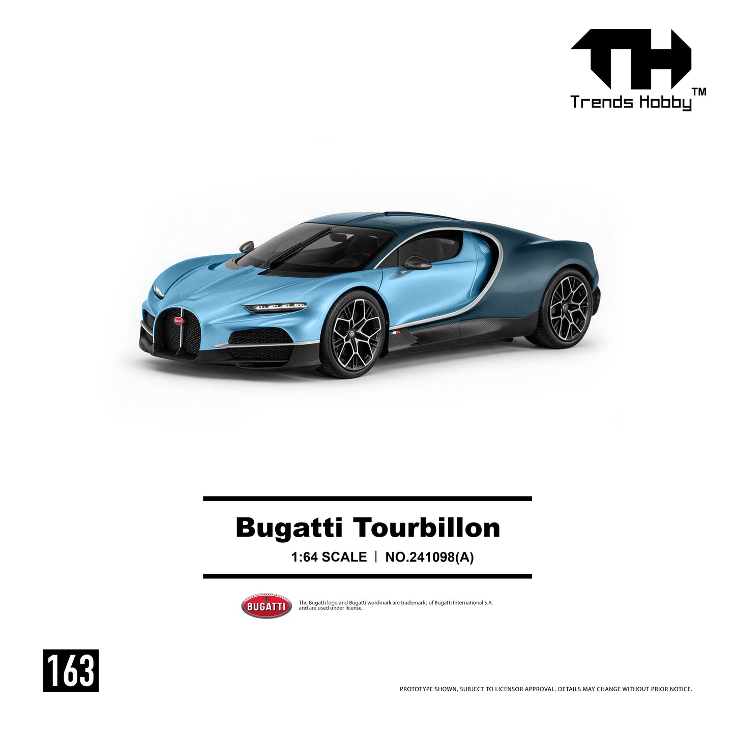 (Pre-Order) Trends Hobby 1:64 Bugatti Tourbillon (Blue Atlantic)