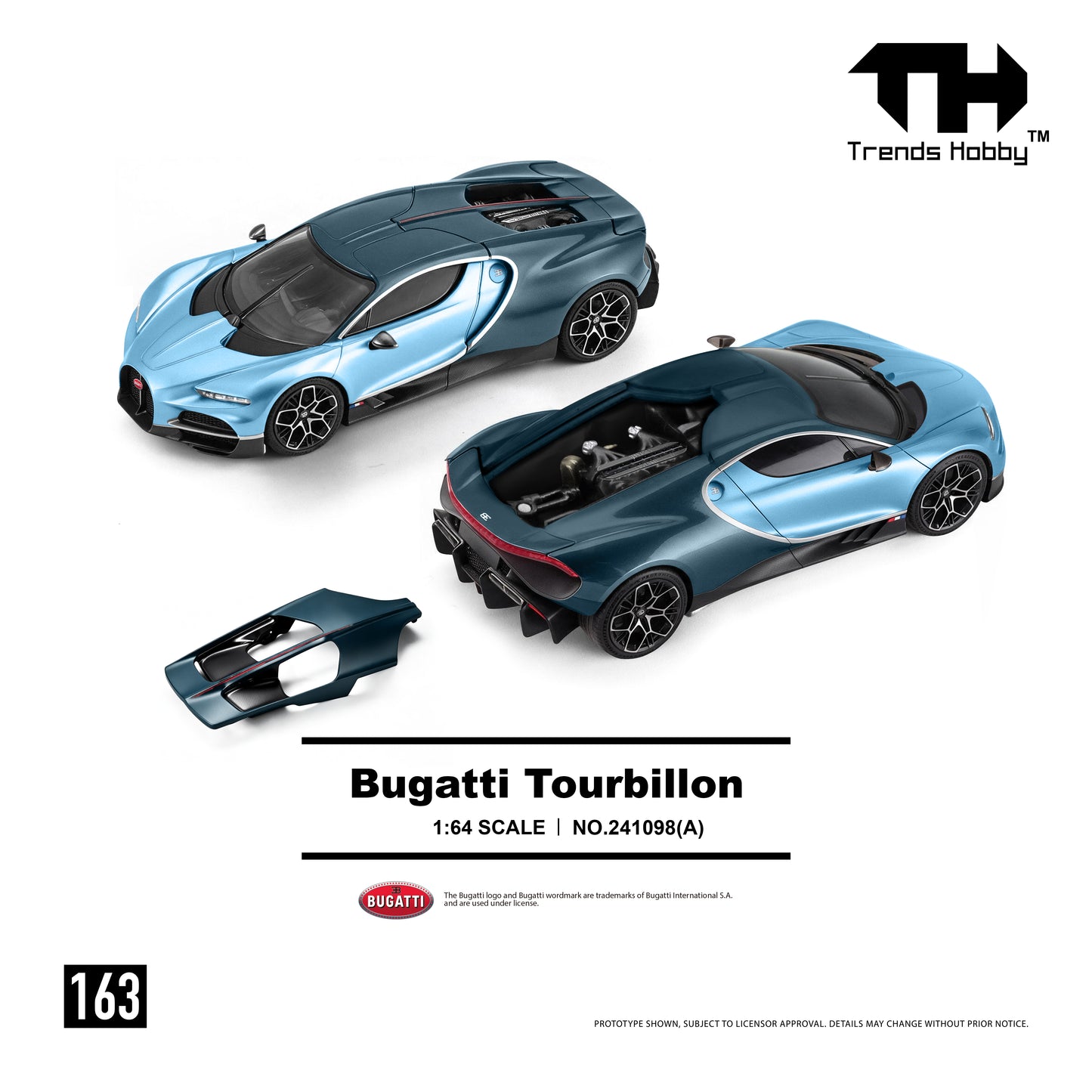 (Pre-Order) Trends Hobby 1:64 Bugatti Tourbillon (Blue Atlantic)