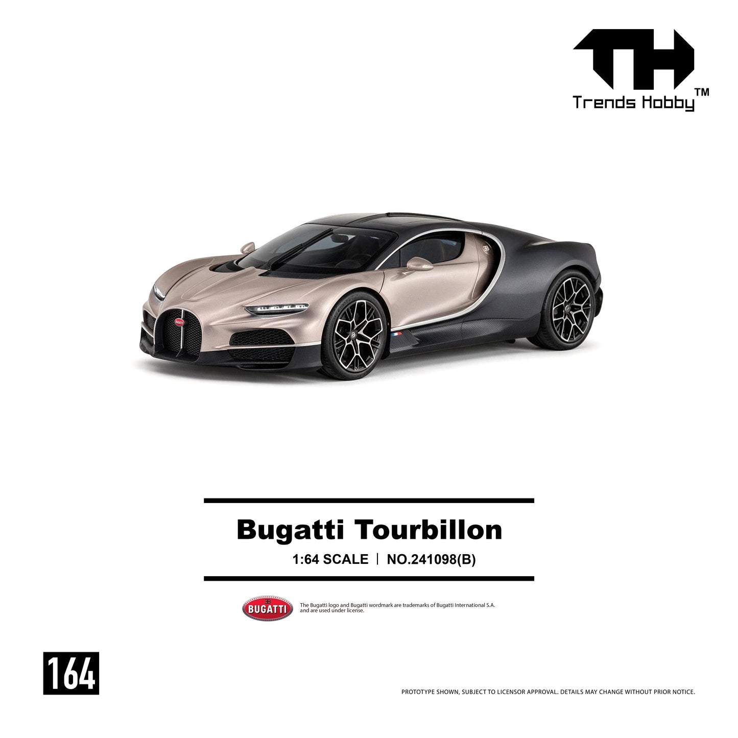 (Pre-Order) Trends Hobby 1:64 Bugatti Tourbillon (Dore Gold)