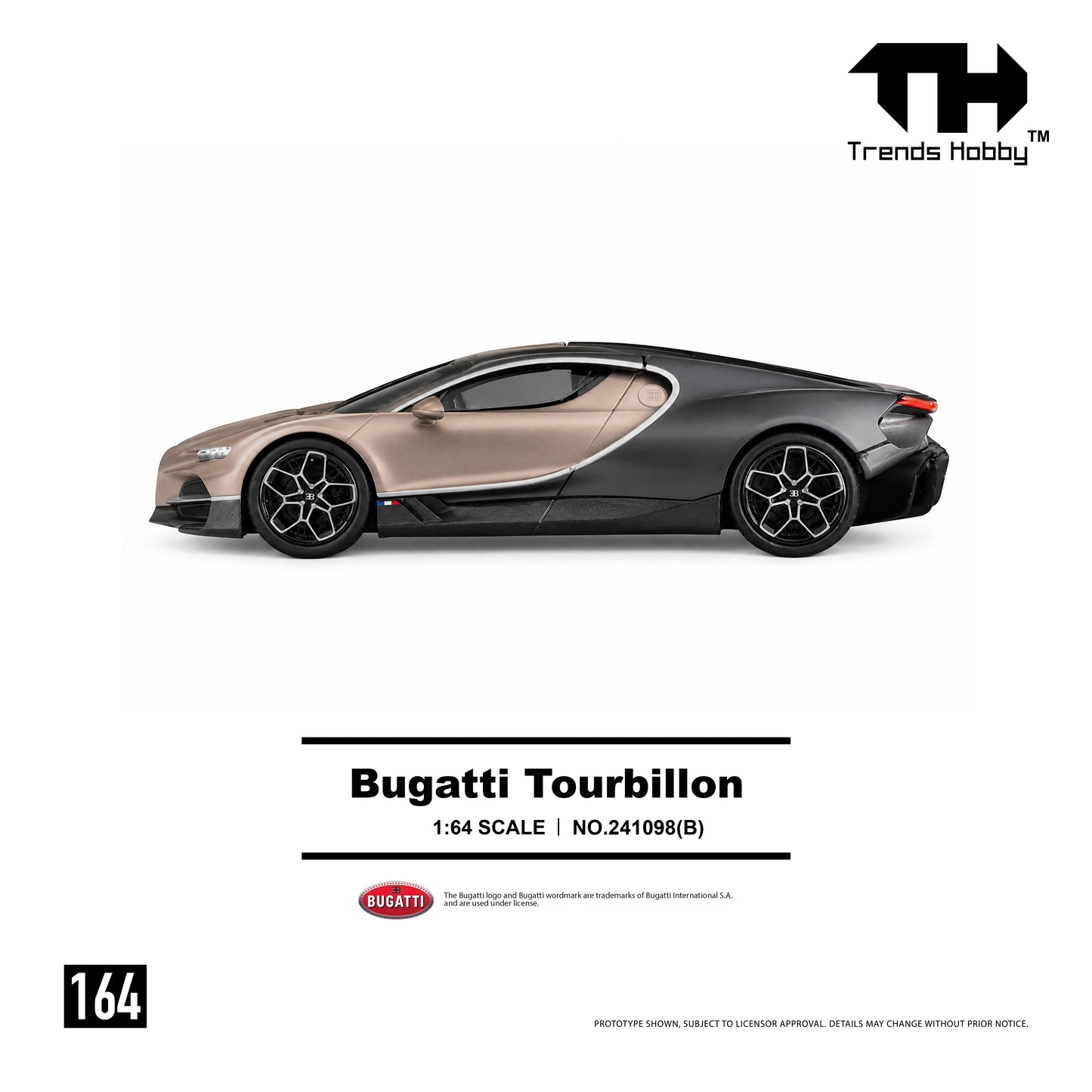 (Pre-Order) Trends Hobby 1:64 Bugatti Tourbillon (Dore Gold)