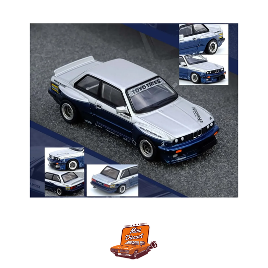INNO64 BMW PANDEM E30 M3 Silver / Blue 1:64