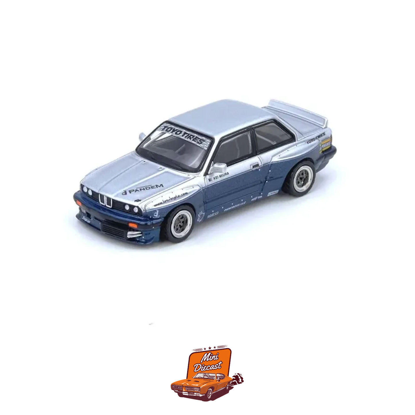 INNO64 BMW PANDEM E30 M3 Silver / Blue 1:64