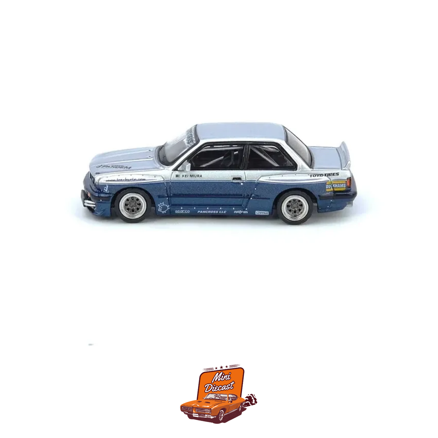 INNO64 BMW PANDEM E30 M3 Silver / Blue 1:64