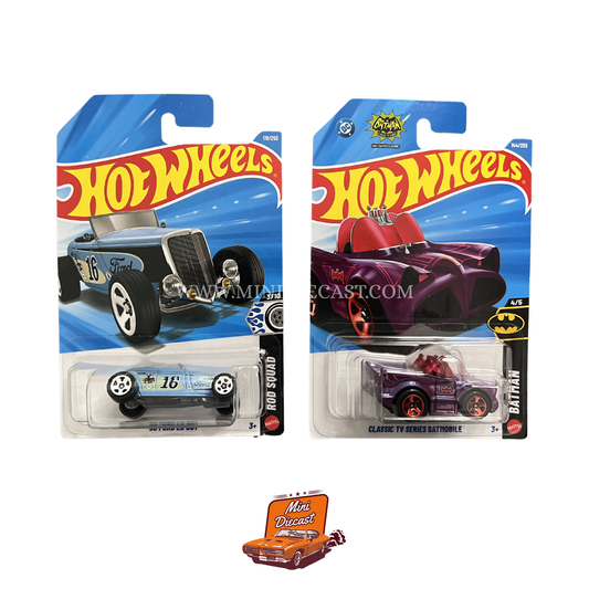 Hot Wheels Mainline (Set of 2) – ’33 Ford Lo Boy / Classic TV Series Batmobile