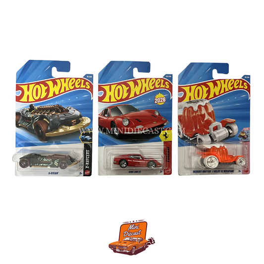 Hot Wheels Mainline (Set of 3) – X-Steam / Dino 206 GT / Dessert Drifter