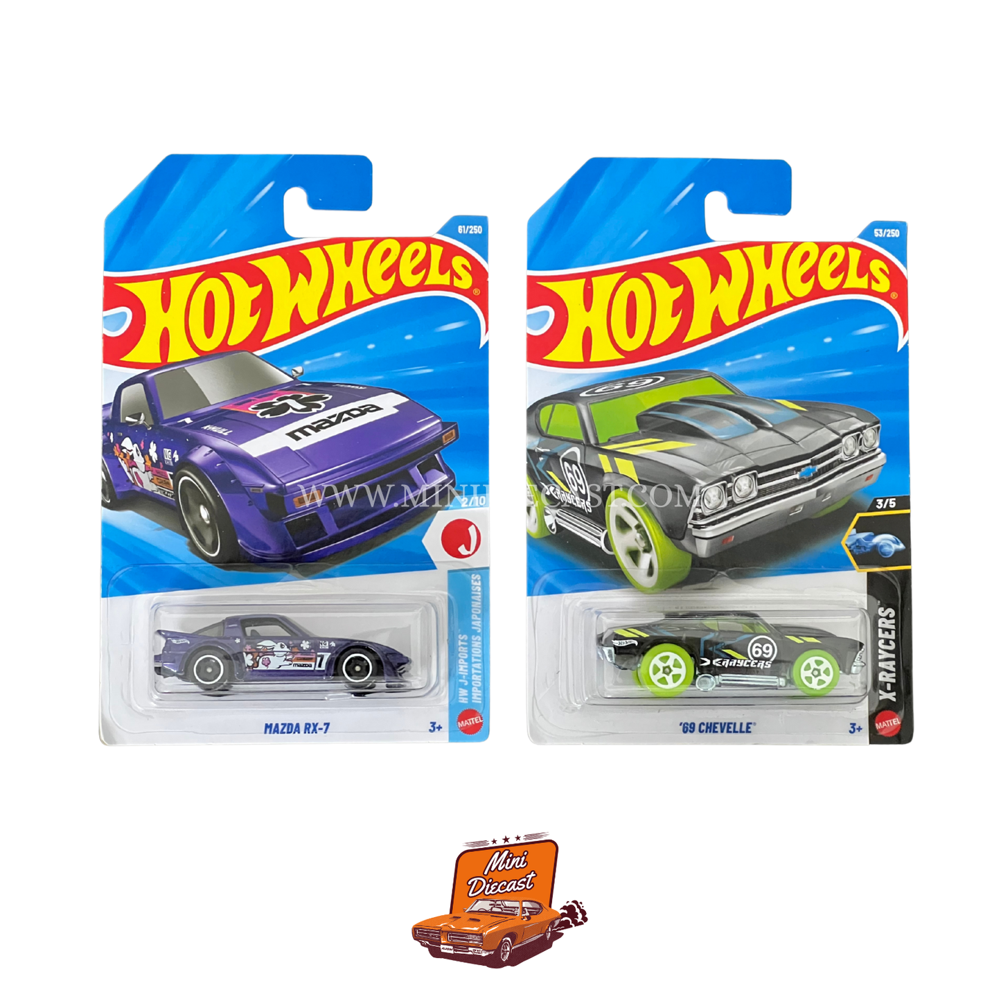 Hot Wheels Mainline (Set of 2) – Mazda RX-7 / ’69 Chevelle