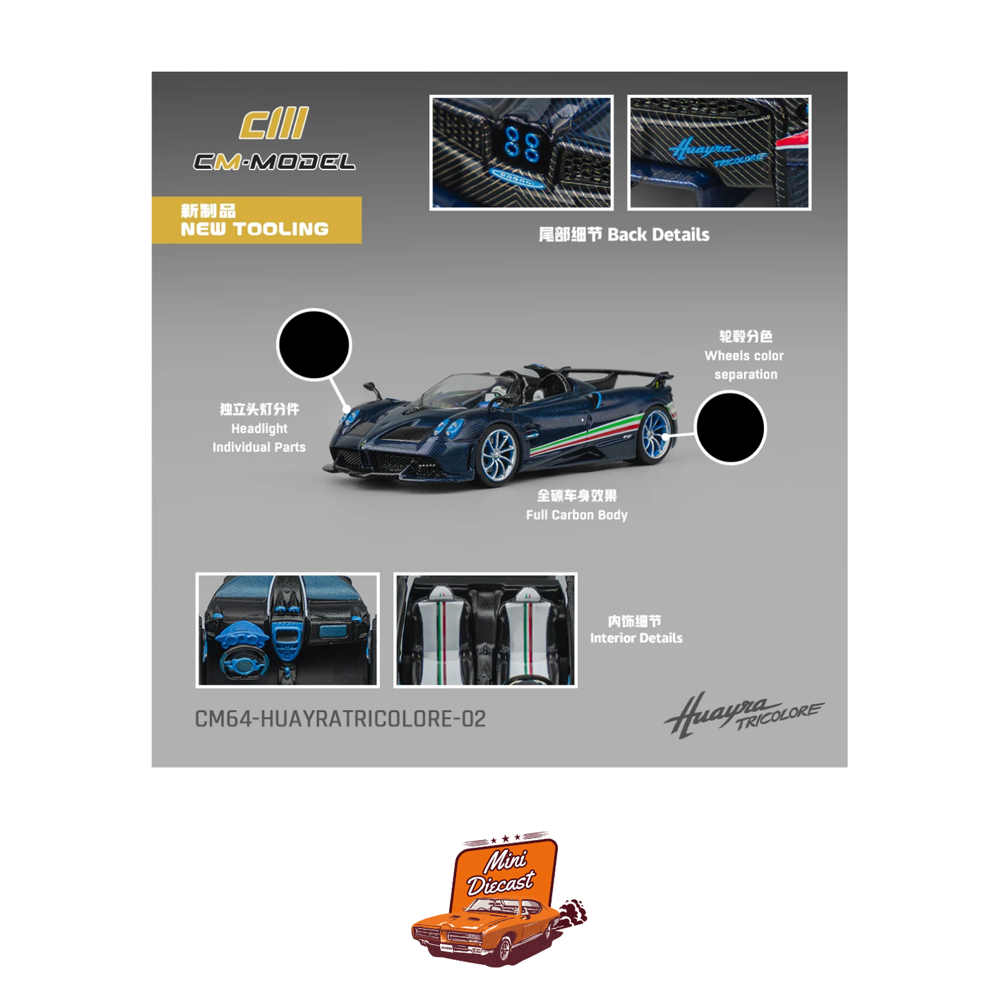CM Model Pagani Huayra Tricolore (CM64-HUAYRATRICOLORE-02)