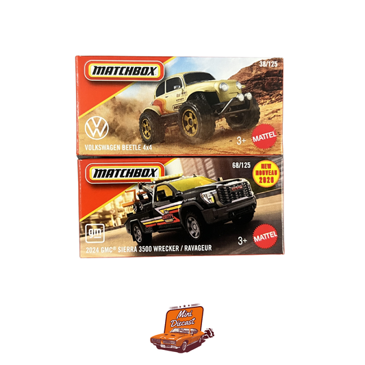 Matchbox (Set of 2) – Volkswagen Beetle 4x4 / 2024 GMC® Sierra 3500 Wrecker