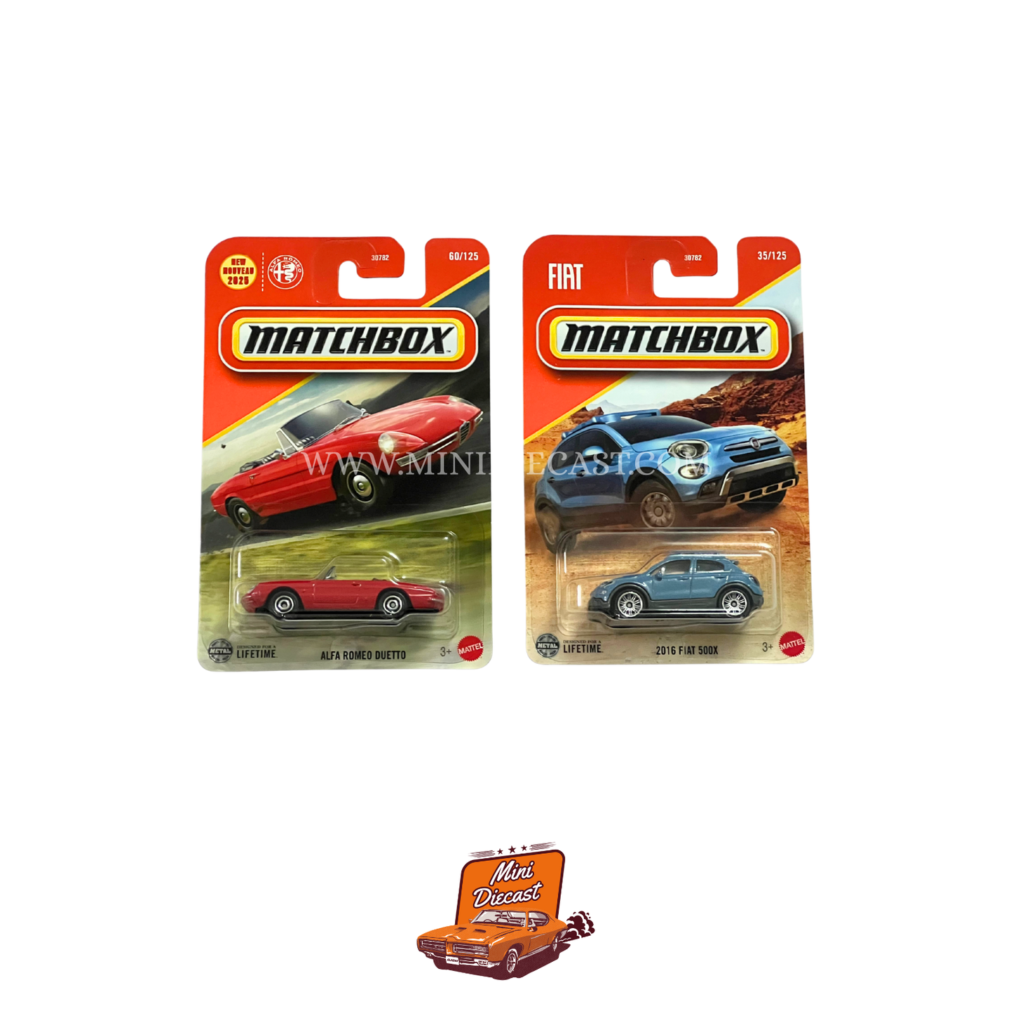 Matchbox (Set of 2) – Alfa Romeo Duetto / 2016 Fiat 500X