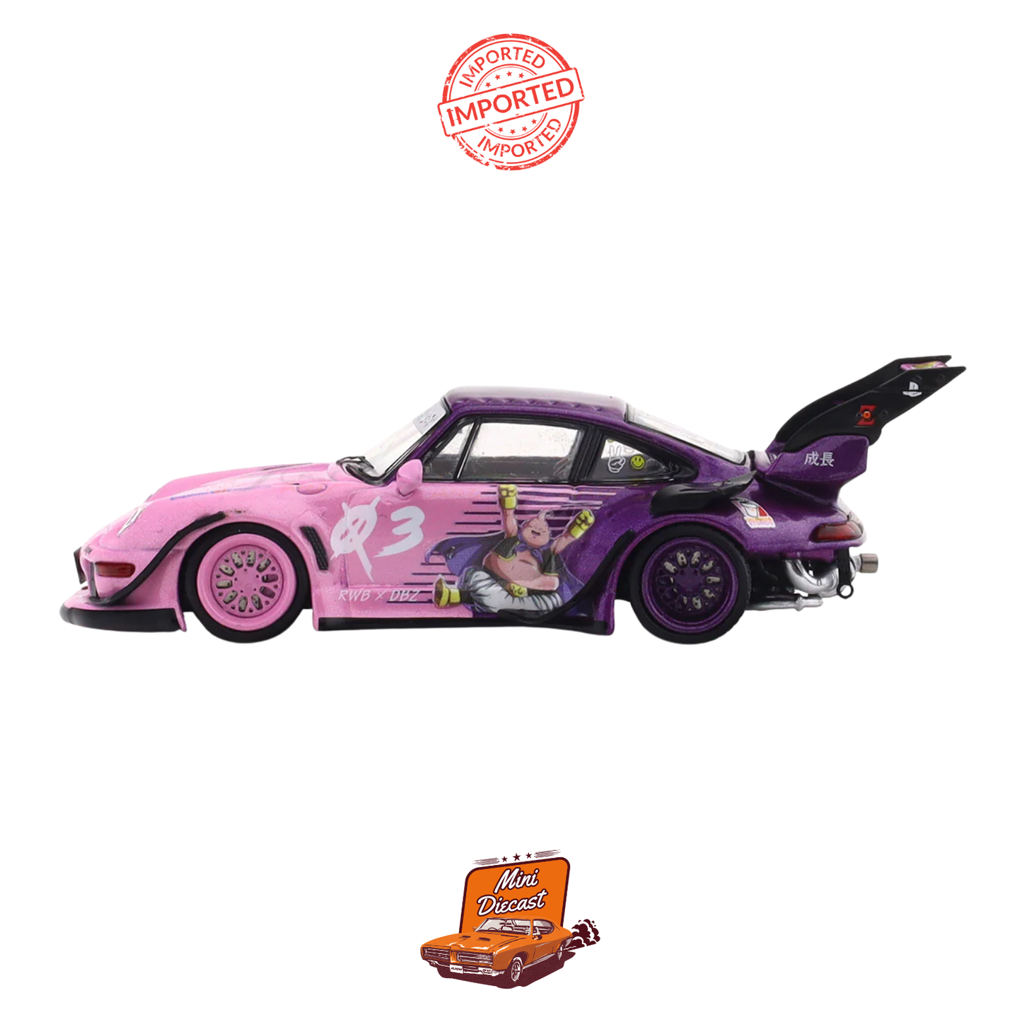 RWB Street Warrior x Ghost Player Porsche 911 (993) “Majin Buu” Dragon Ball Z Livery – 1:64 Scale Diecast Model