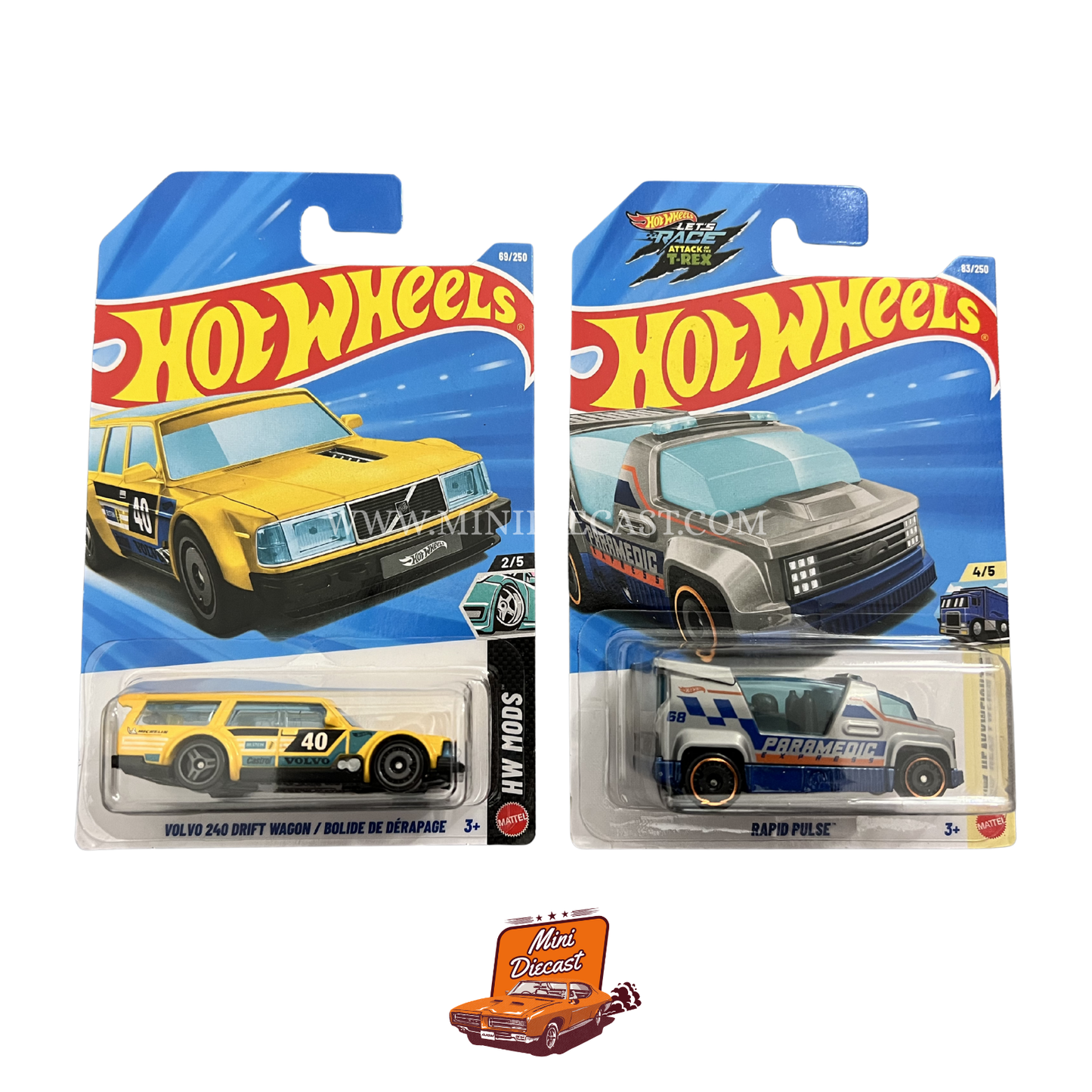 Hot Wheels Mainline (Set of 2) – Volvo 240 Drift Wagon / Rapid Pulse