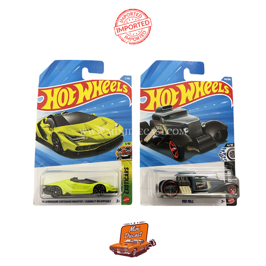 Hot Wheels Mainline (Set of 2) – Lamborghini Centenario Roadster / Mod Mill (Imported)