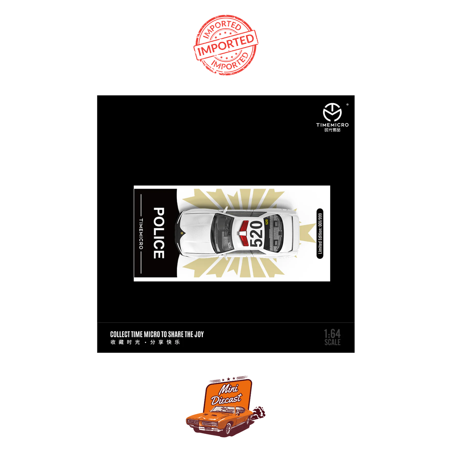 Time Micro Nissan Skyline GT-R (R32) Kanagawa Prefectural Police Livery (Japan) with Figurine (Imported)