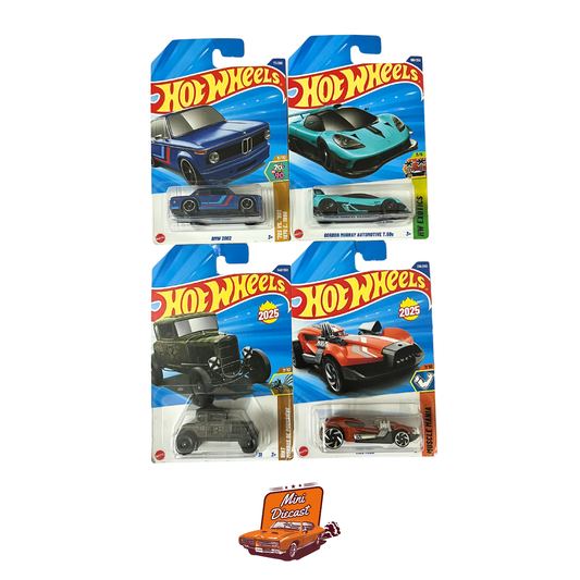 Hot Wheels Mainline (Set of 4) – BMW 2002 / Gordon Murray Automotive T.50S / ’31 Ford Model A Custom / Mod Mill
