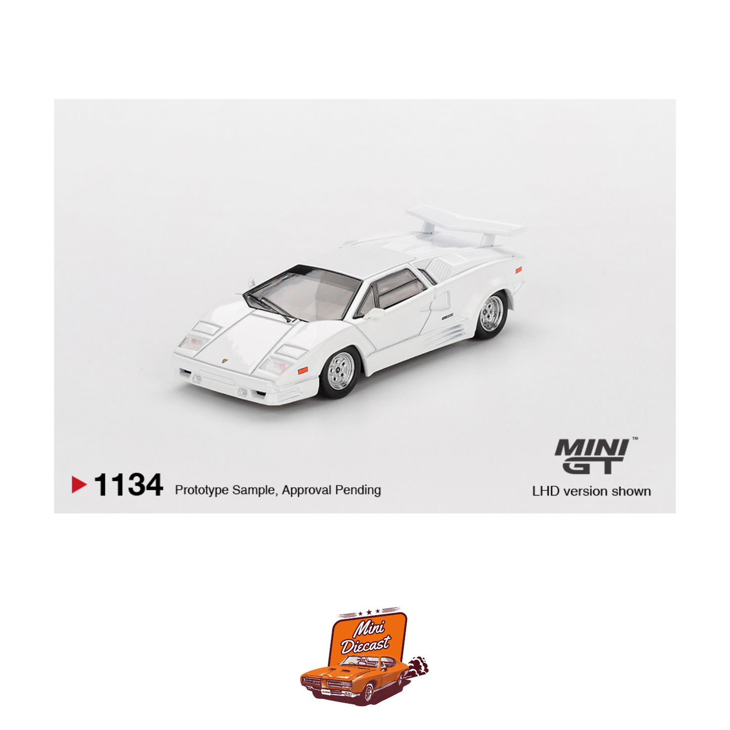 Mini GT #1134 Lamborghini Countach 25th Anniversary White (Imported)