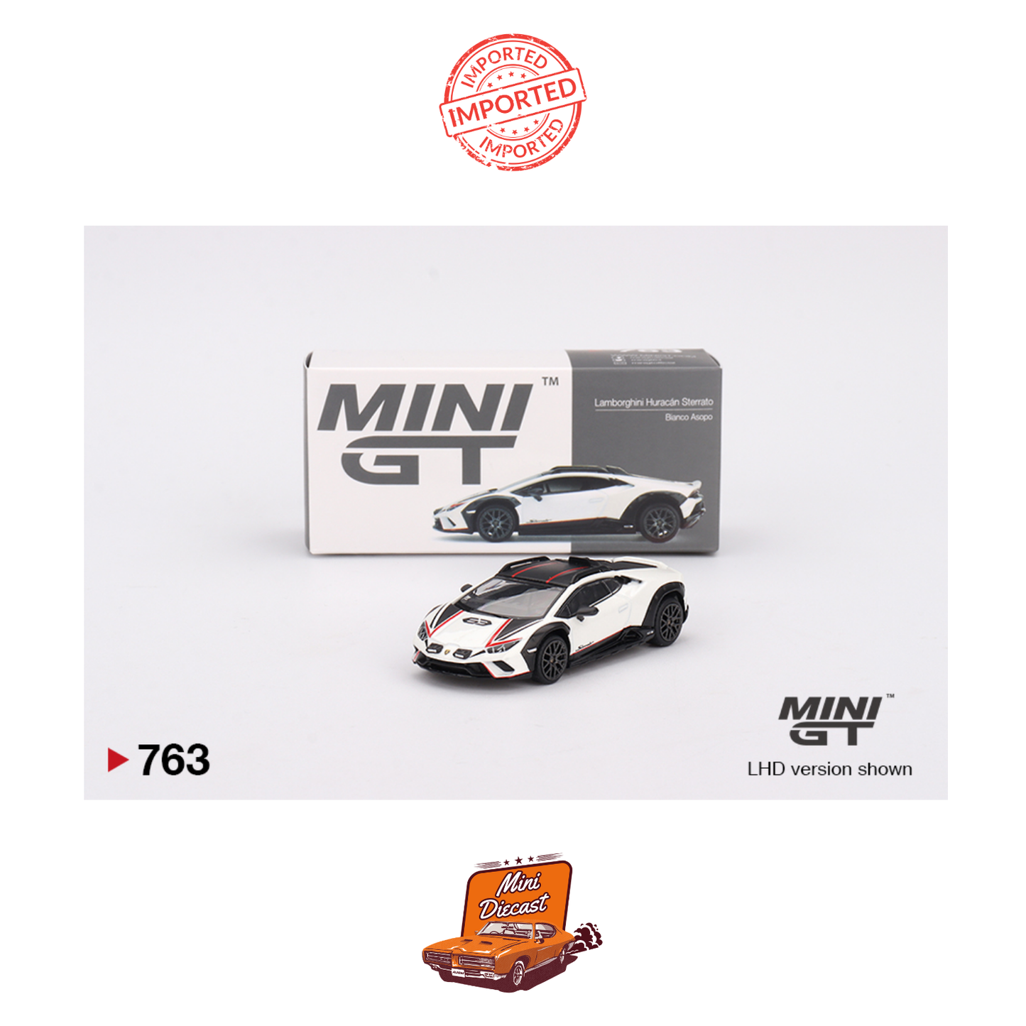 Mini GT #763 Lamborghini Huracán Sterrato Bianco Asopo (Imported)