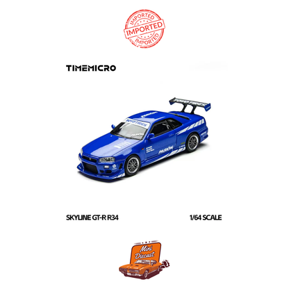 Time Micro Nissan Skyline GT-R R34 C-West Passion Blue (Imported)