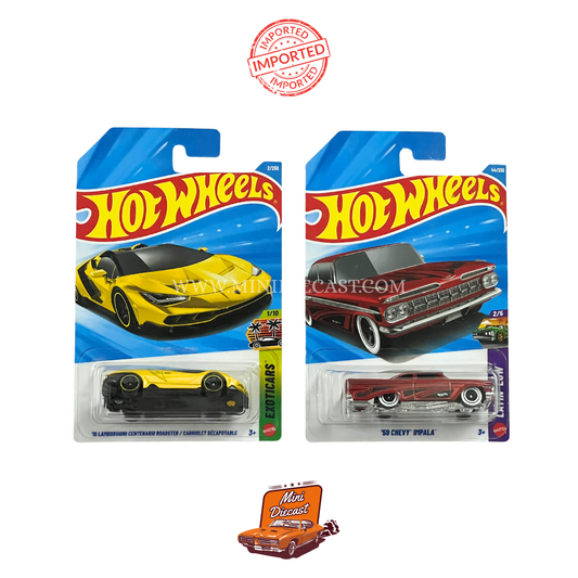 Hot Wheels Mainline (Set of 2) – ’16 Lamborghini Centenario Roadster / ’59 Chevy Impala (Imported)
