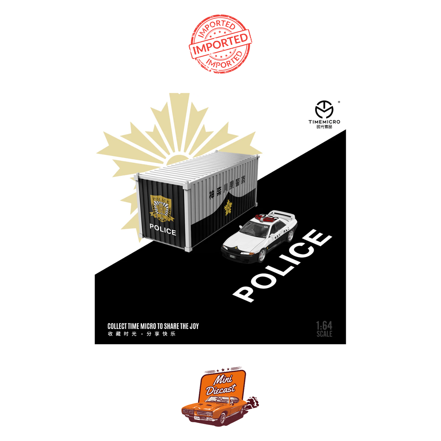Time Micro Nissan Skyline GT-R (R32) Kanagawa Prefectural Police Livery (Japan) with Figurine (Imported)