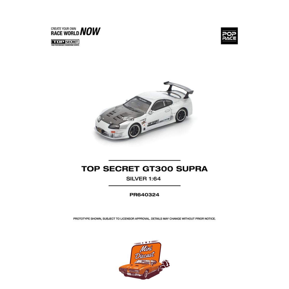 Pop Race Top Secret GT300 Supra Silver PR64-324