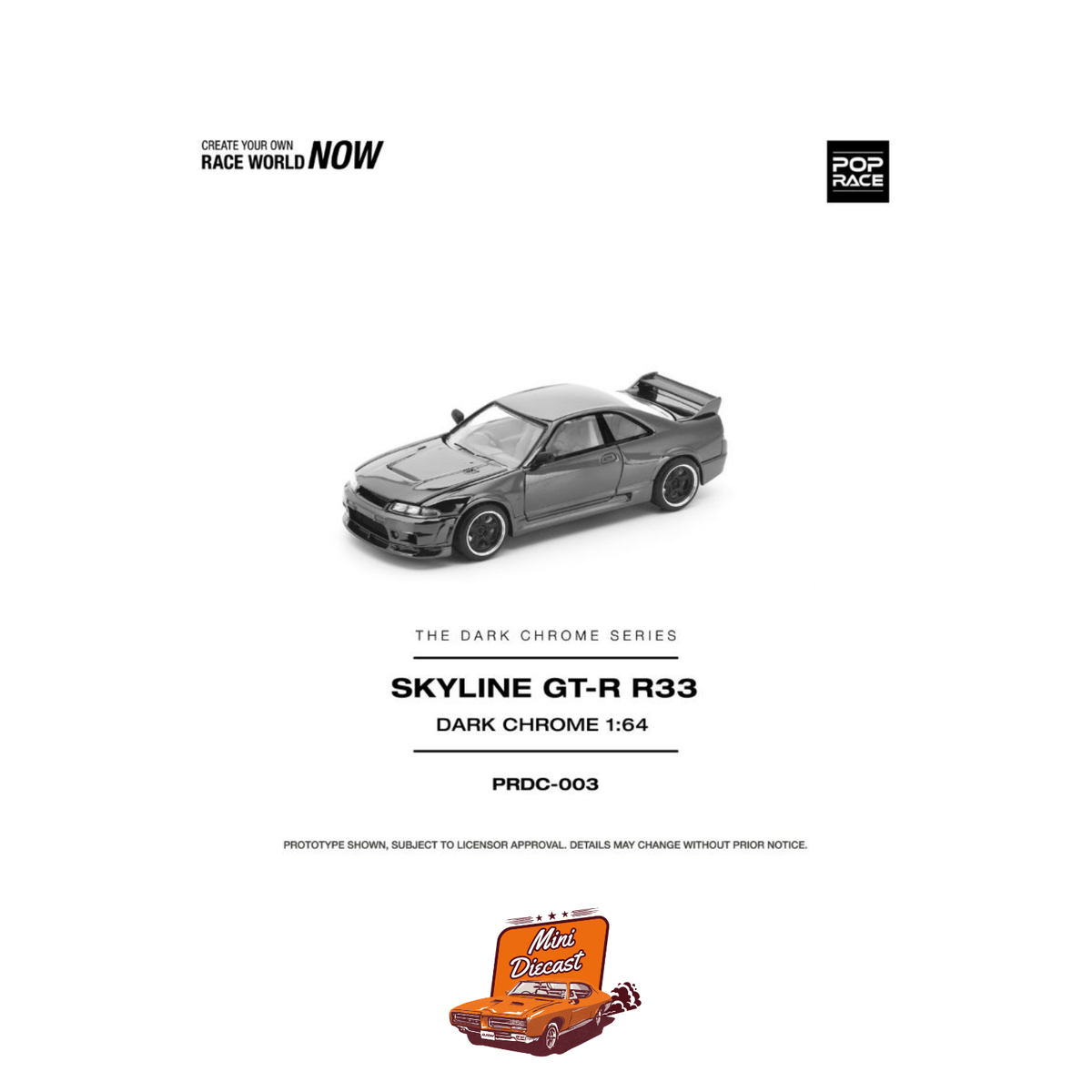 Pop Race Nissan Skyline GT-R R33 Dark Chrome PRDC003