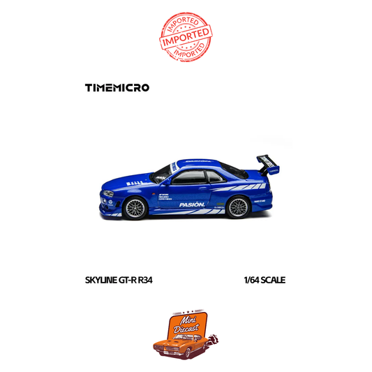 Time Micro Nissan Skyline GT-R R34 C-West Passion Blue (Imported)