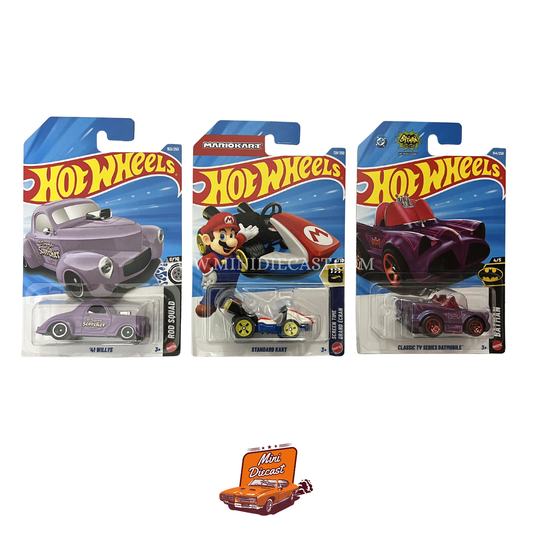 Hot Wheels Mainline (Set of 3) – ’41 Willys / Standard Kart / Classic TV Series Batmobile