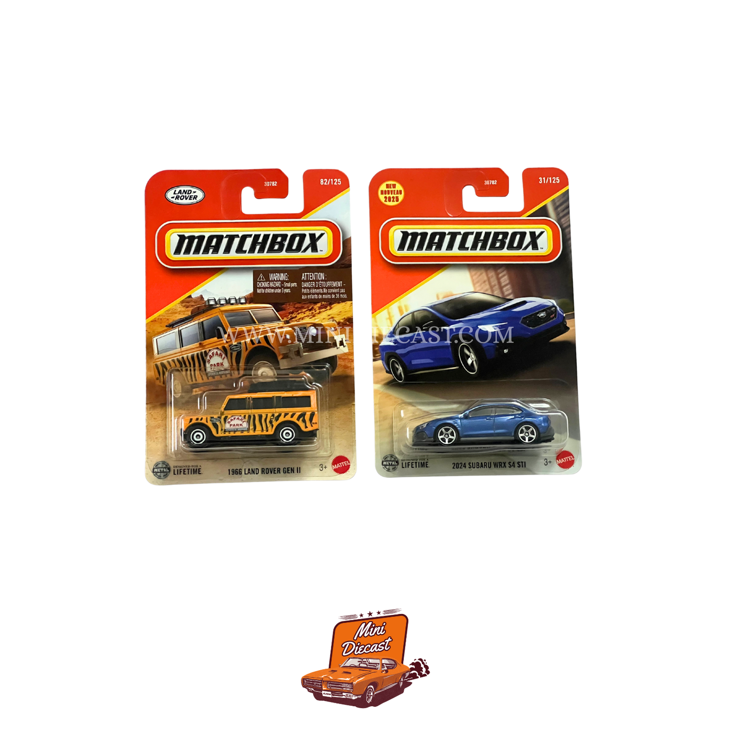 Matchbox (Set of 2) – 1966 Land Rover Gen II / 2024 Subaru WRX S4 STI