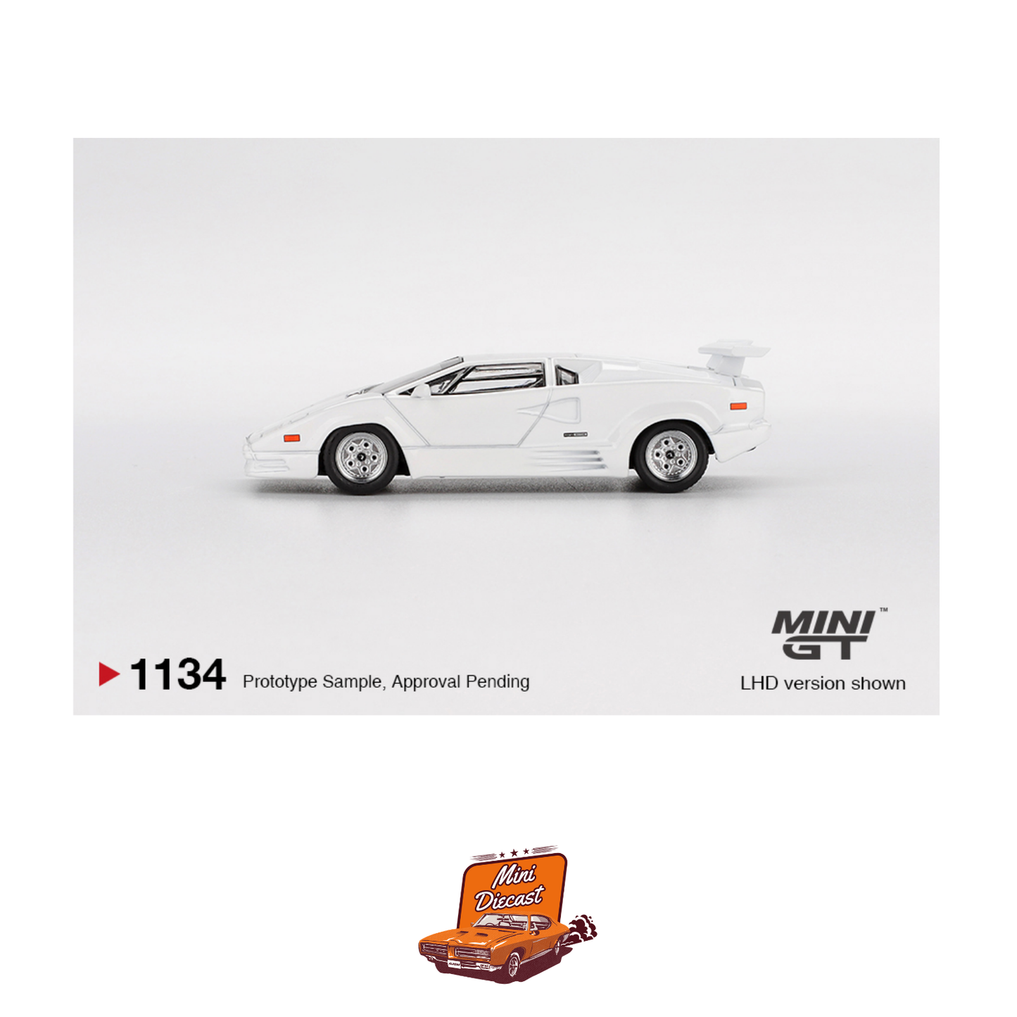 Mini GT #1134 Lamborghini Countach 25th Anniversary White (Imported)