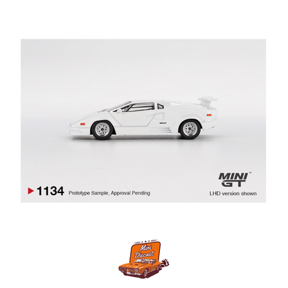Mini GT #1134 Lamborghini Countach 25th Anniversary White (Imported)