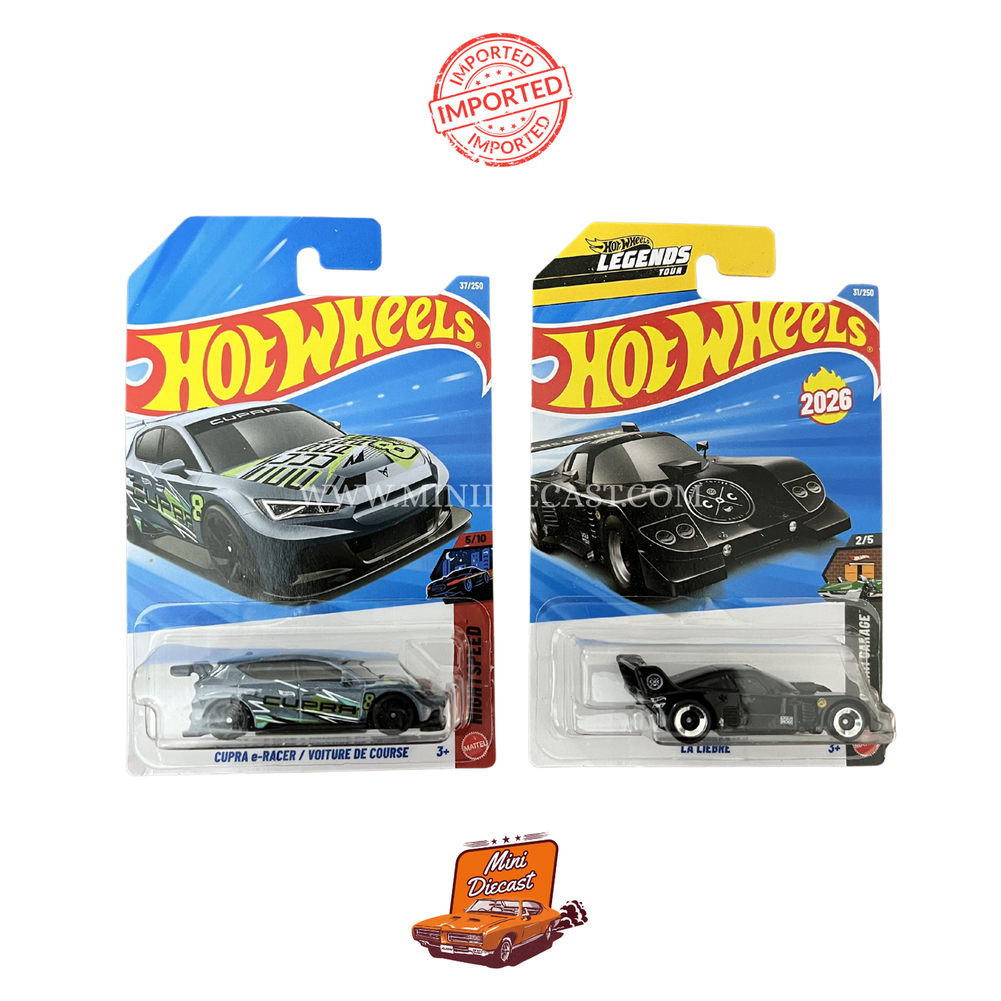 Hot Wheels Mainline (Set of 2) – CUPRA e-Racer / La Liebre (Imported)