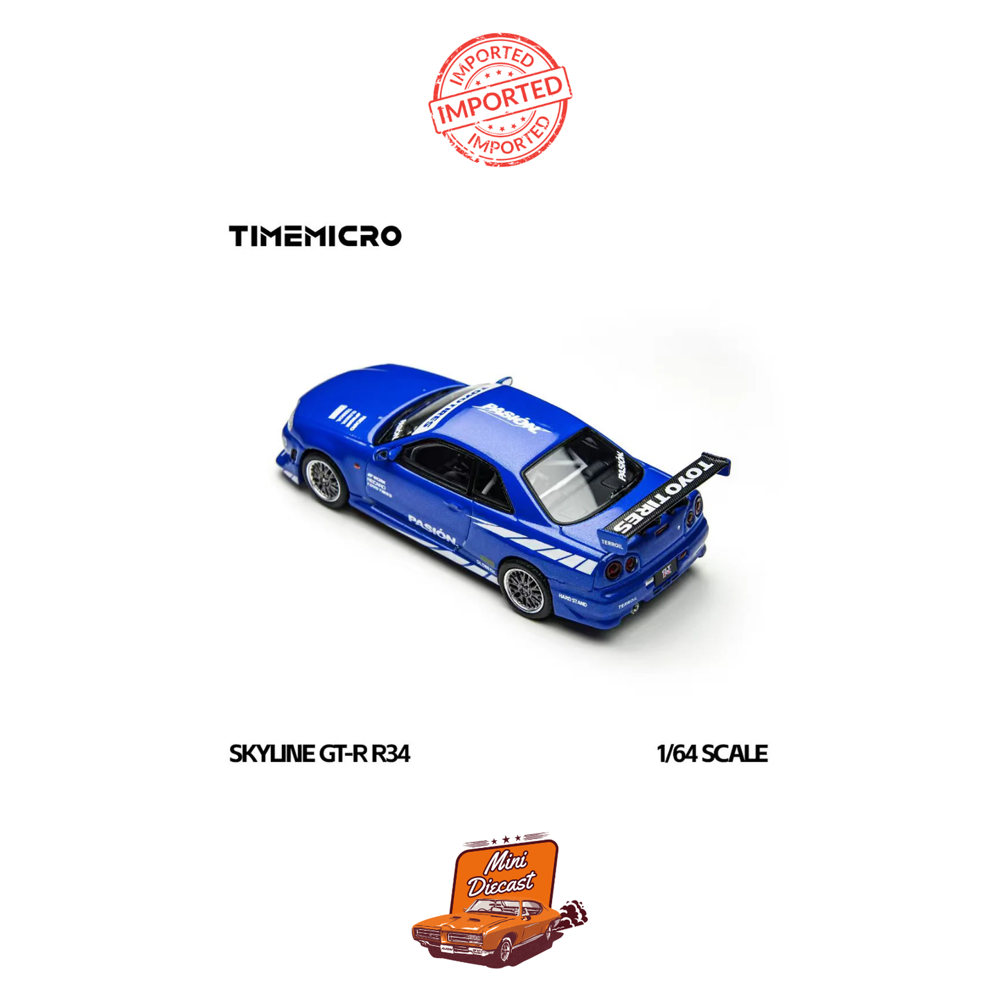 Time Micro Nissan Skyline GT-R R34 C-West Passion Blue (Imported)