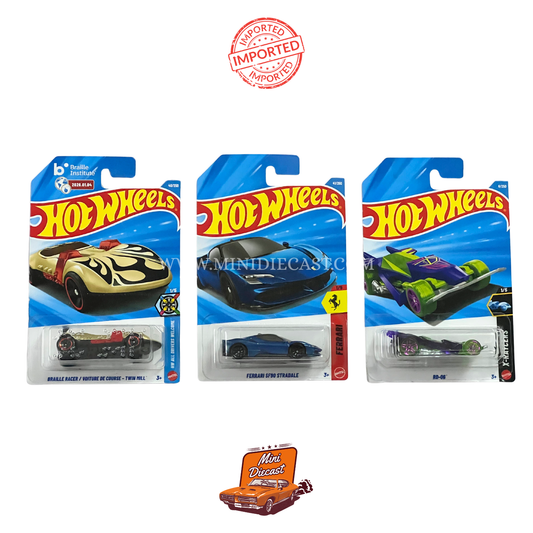 Hot Wheels Mainline (Set of 3) – Braille Racer Twin Mill / Ferrari SF90 Stradale / RD-06 (Imported)