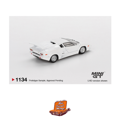 Mini GT #1134 Lamborghini Countach 25th Anniversary White (Imported)