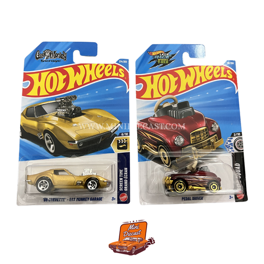 Hot Wheels Mainline (Set of 2) – '68 Corvette – Gas Monkey Garage / Pedal Driver
