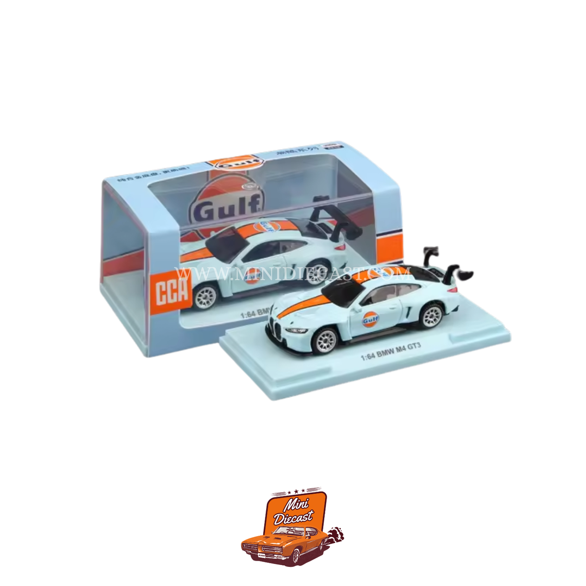 CCA BMW M4 GT3 Gulf Livery (With Acrylic Case)