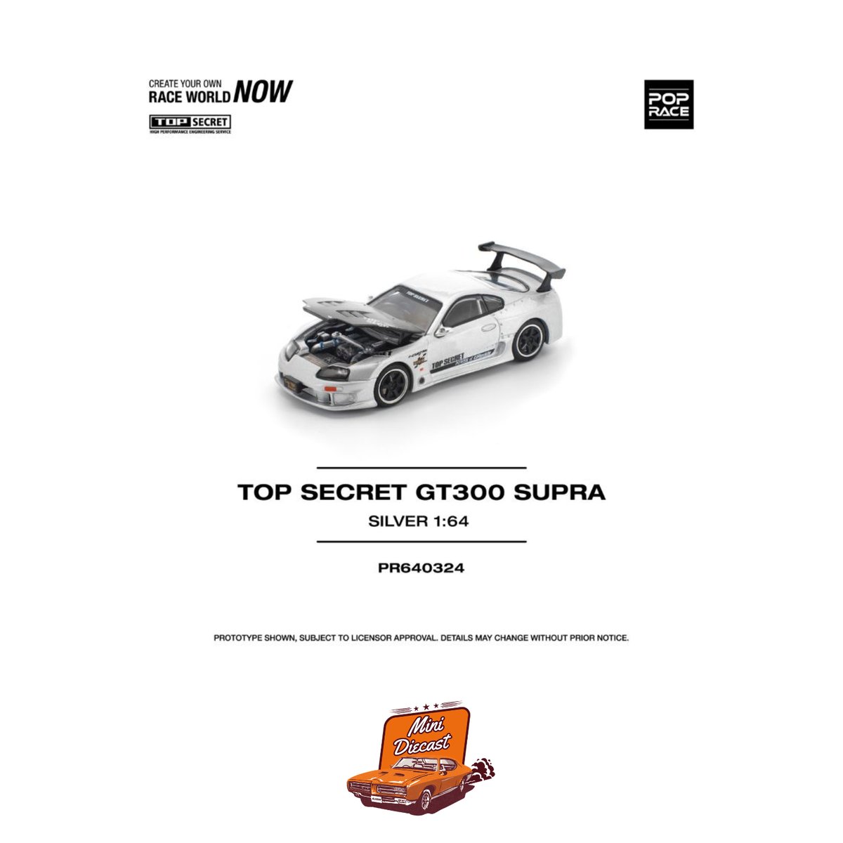 Pop Race Top Secret GT300 Supra Silver PR64-324