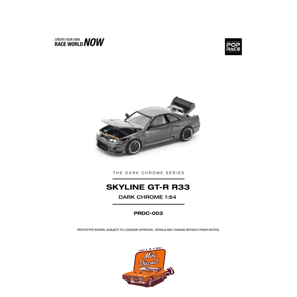 Pop Race Nissan Skyline GT-R R33 Dark Chrome PRDC003