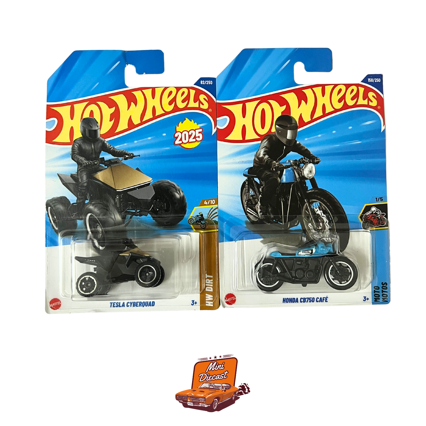 Hot Wheels Mainline (Set of 2) – Tesla Cyberquad / Honda CB750 Cafe