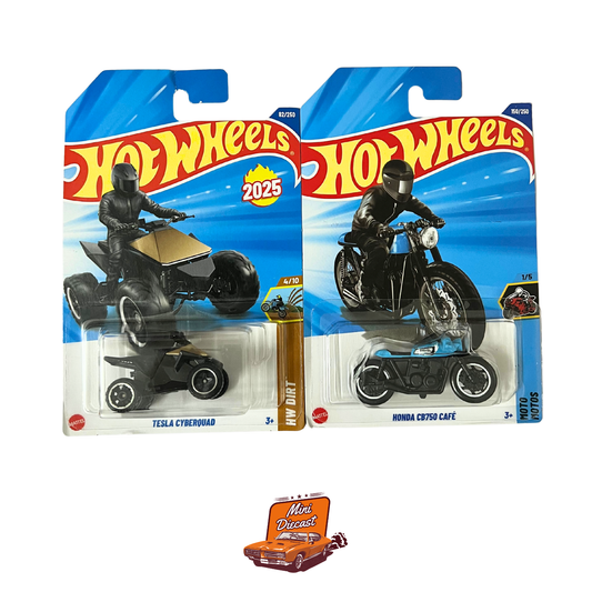 Hot Wheels Mainline (Set of 2) – Tesla Cyberquad / Honda CB750 Cafe